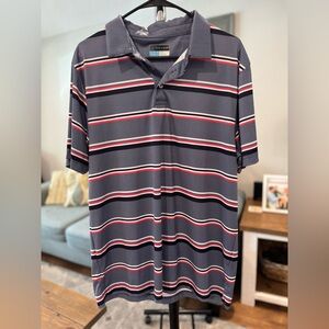 PGA Tour Men's Polo Shirt - Navy with Red and White Stripes